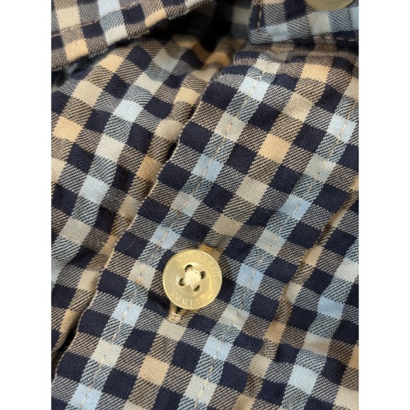 Vineyard Vines OTG Blue Long Sleeve Button Seersucker Gingham Shirt Blue Men 2XL - Picture 5 of 12